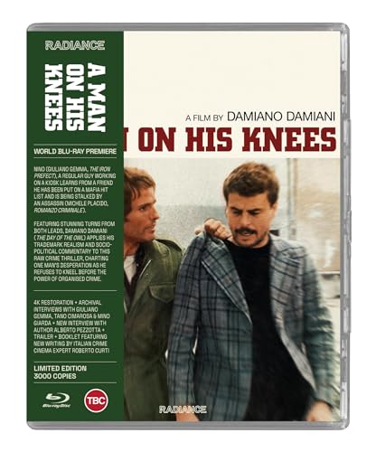 Blu-ray cover for "A Man On His Knees" featuring two men in suits.