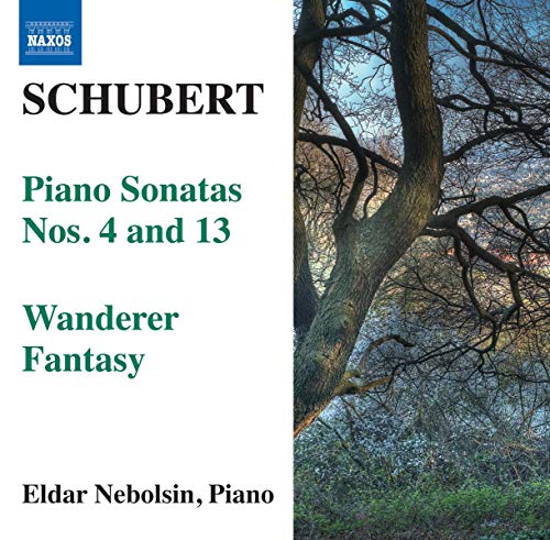 CD cover for Schubert piano sonatas performed by Eldar Nebolsin, with a tree.