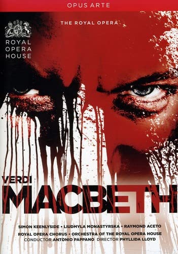 DVD cover for Verdi’s Macbeth opera, featuring a close-up of a distressed face.