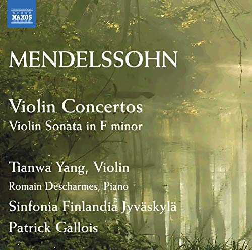 CD cover for Mendelssohn violin concertos with a misty forest scene.