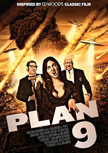 DVD cover for "Plan 9" featuring shocked people and flying saucers.