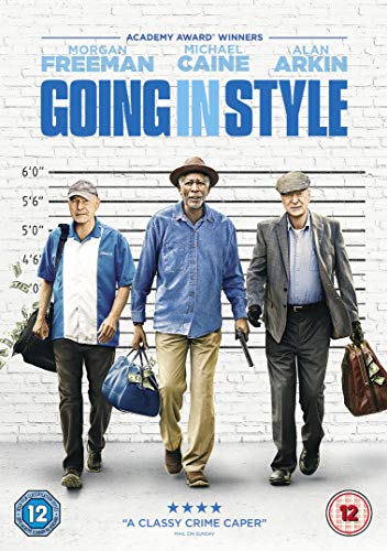 Going In Style" DVD cover featuring Morgan Freeman, Michael Caine, and Alan Arkin.