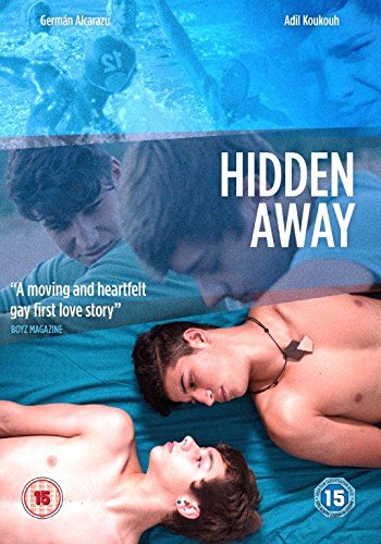 DVD cover for "Hidden Away" featuring two young men in intimate scenes.