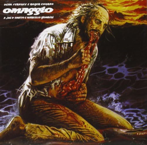 Horror album cover depicting a bloodied, distressed figure holding internal organs.