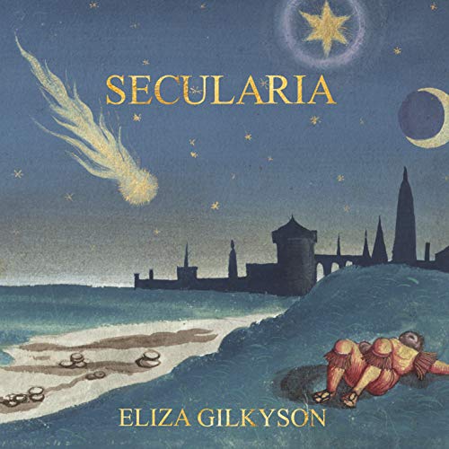 CD cover for Eliza Gilkyson’s “Secularia” with a celestial, castle landscape.
