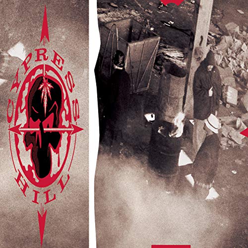 Cypress Hill album cover: red logo and shadowy figures in a junkyard.