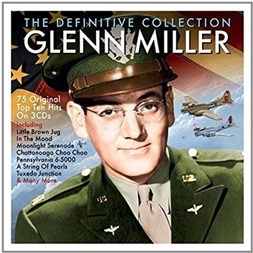 Glenn Miller in army uniform, with airplanes, on CD cover.