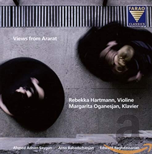 CD cover: abstract figures in dark fabric, violin and piano duo.