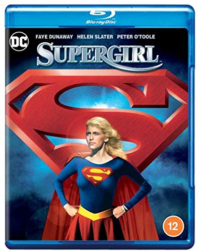 Supergirl Blu-ray cover featuring Helen Slater in costume against a large red Superman logo.