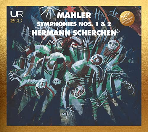 CD cover for Hermann Scherchen conducting Mahler symphonies, abstract art.