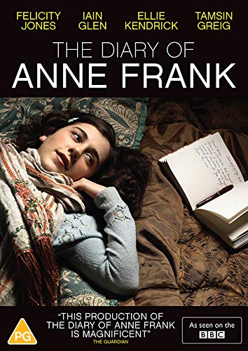 DVD cover for The Diary of Anne Frank featuring a girl lying with a diary.