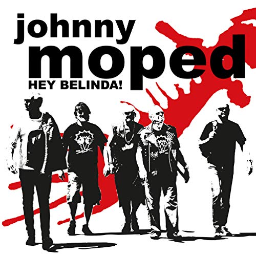 Johnny Moped album cover: silhouetted band figures with red paint splatters.