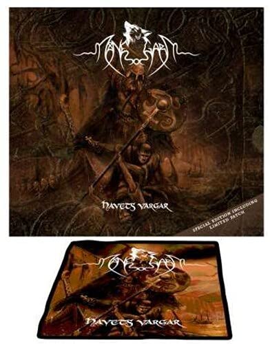 Manegarm album cover featuring a warrior figure and a patch below.