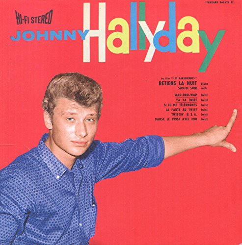 Red CD cover featuring Johnny Hallyday portrait and song list.