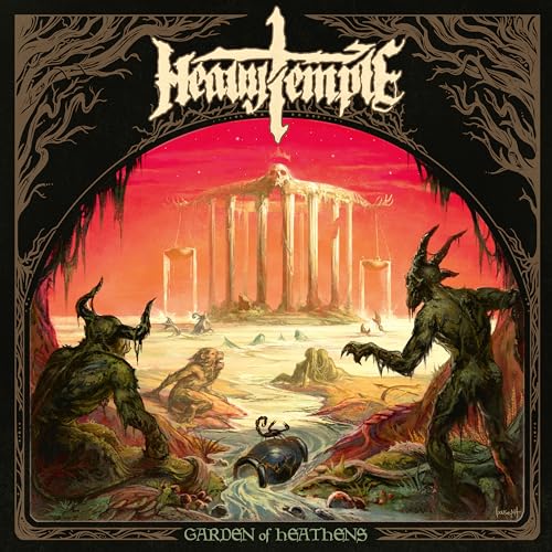 Heavy Temple "Garden Of Heathens" CD cover with demonic figures and ruins.