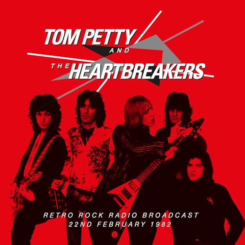 Tom Petty & The Heartbreakers album cover, red background, band silhouette.
