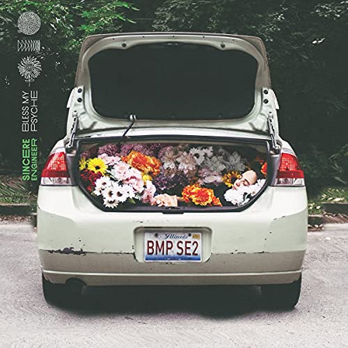 Vinyl album cover: car trunk filled with colorful flowers.