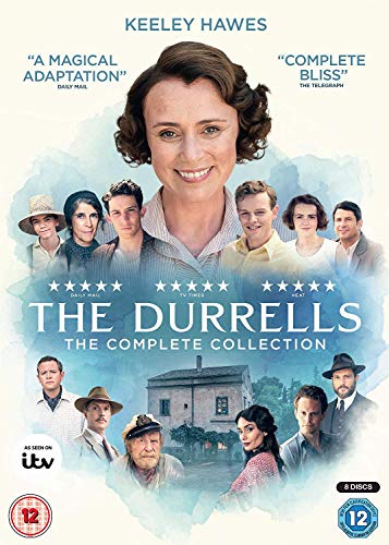 DVD cover art for The Durrells featuring a cast collage and a stone house.