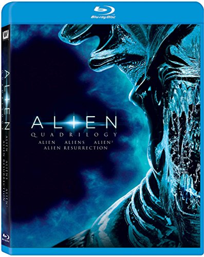 Blu-ray case for "Alien Quadrilogy" featuring a close-up of the Alien creature.