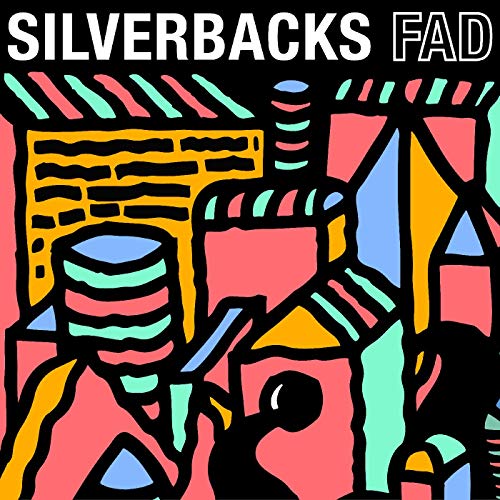 Silverbacks “Fad” CD cover: abstract, colorful geometric shapes and figures.