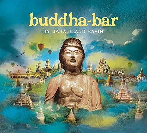 CD cover featuring a Buddha statue against a colorful, temple-filled landscape.