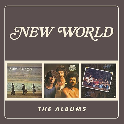 CD cover featuring the title New World and three panels showing band photos.