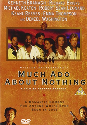 DVD cover for Kenneth Branagh’s “Much Ado About Nothing” with cast portraits.