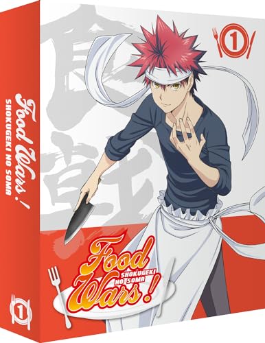 Blu-ray cover for “Food Wars” anime, featuring a chef with a knife.
