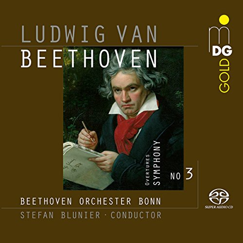 CD cover featuring a portrait of Ludwig van Beethoven writing music.