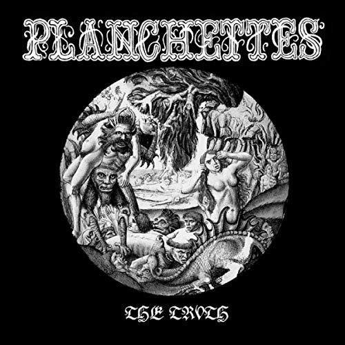 Black and white vinyl record cover with detailed, chaotic demonic imagery.