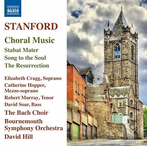 CD cover for Stanford’s choral music featuring a stone church tower.