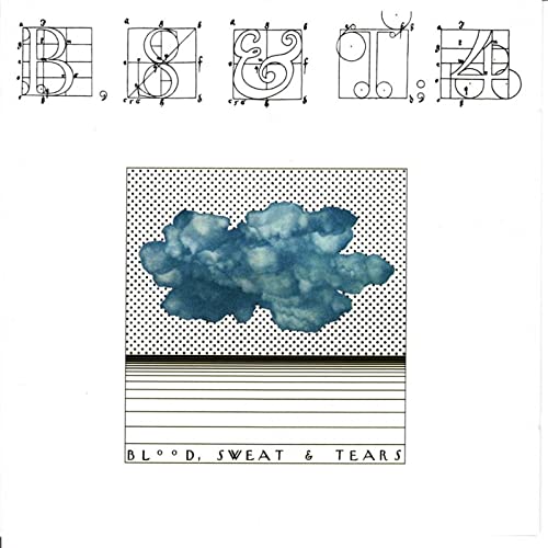 Album cover for Blood Sweat & Tears 4, featuring blue clouds on polka dots.
