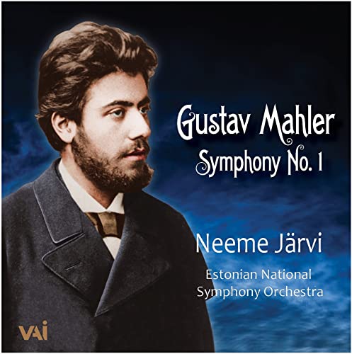 CD cover featuring portrait of Gustav Mahler and conductor Neeme Järvi.