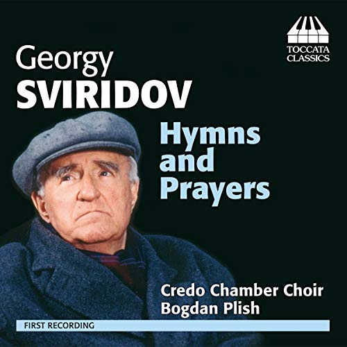 CD cover featuring portrait of composer Georgiy Sviridov, titled “Hymns and Prayers.”