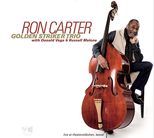 Ron Carter with upright bass, album cover for "Golden Striker" CD.