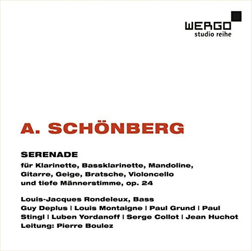 CD cover for Schönberg’s Serenade, Op. 24, with red and white text.