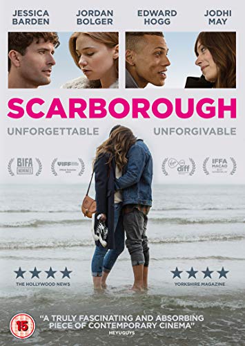 Scarborough" DVD cover with cast photos and a couple embracing on a beach.