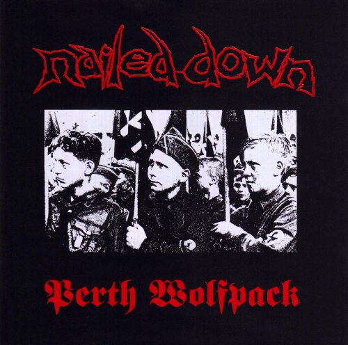 CD cover: black background, red text, and a black and white protest image.