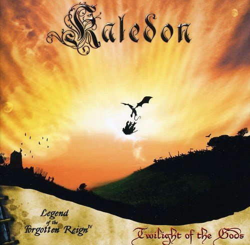 CD cover: fiery sunset landscape with silhouette of a dragon.