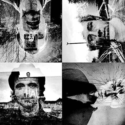 Black and white album cover with four distorted portrait images.
