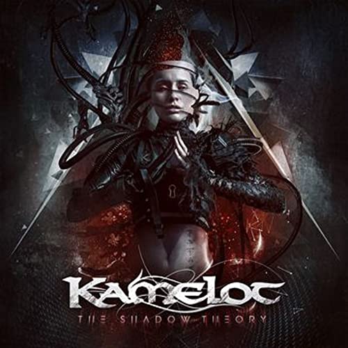 CD cover for Kamelot’s “Shadow Theory” featuring a woman’s face and dark imagery.