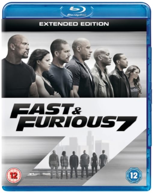 Blu-ray cover for "Fast & Furious 7" featuring the film's cast.
