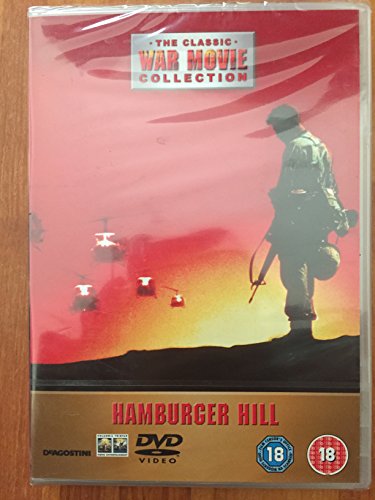 Hamburger Hill" DVD cover featuring a silhouetted soldier against a sunset.