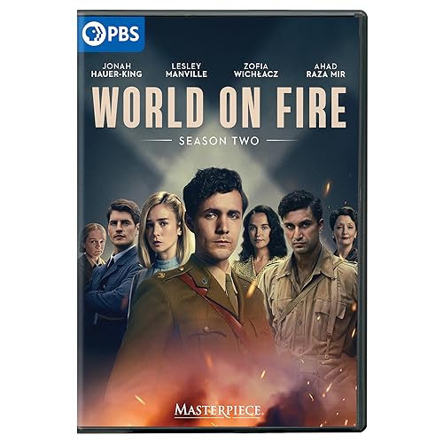 World on Fire" Season Two DVD cover with cast portraits and flames.