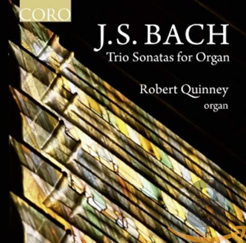 CD cover for J.S. Bach’s Trio Sonatas for Organ, featuring stained glass.