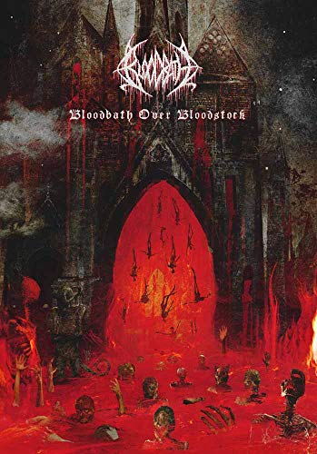 Bloodbath DVD cover: gothic castle, fiery hellscape, and reaching undead figures.
