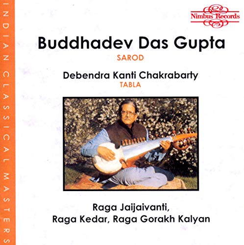 CD cover featuring Budhadeb Das Gupta playing a sarod outdoors.