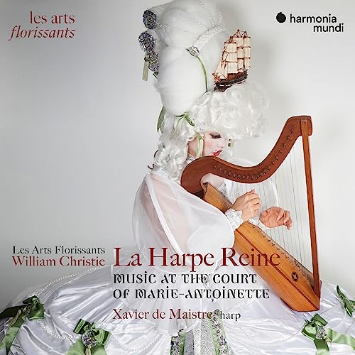 CD cover: woman in elaborate wig playing a golden harp.