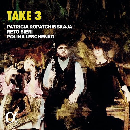 CD cover: three musicians with violin, clarinet, and cello.