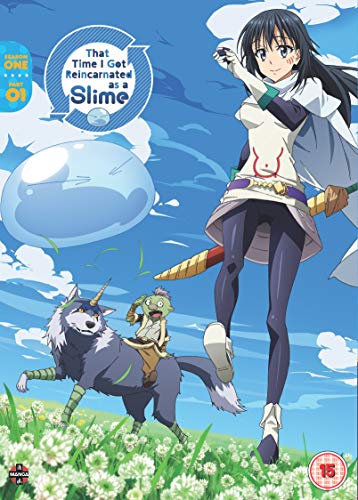 Anime DVD cover featuring a character, a slime, and a wolf in a field.